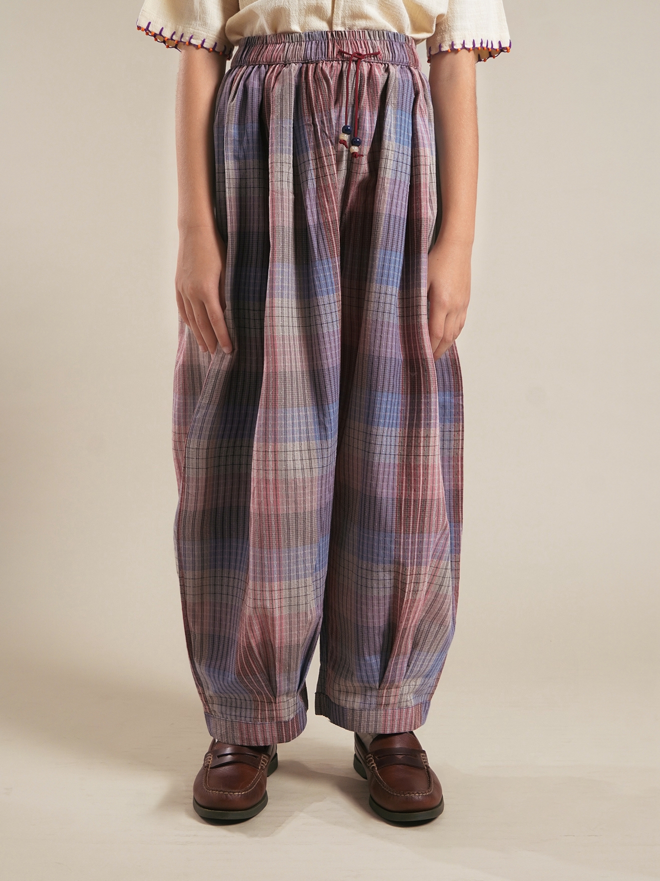 SABINE AND HEEM - BUXORO Balloon Big Pants - Plaid Blue - Kids Balloon Pants