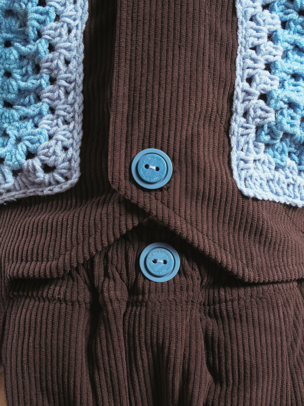 SABINE AND HEEM - JIGG Crochet Corduroy Vest - Wood Brown - Atasan Rompi Corduroy Anak