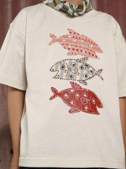 SABINE AND HEEM x NA WILLA - IKAN Cotton Tee - Cream - Kids Cotton Top