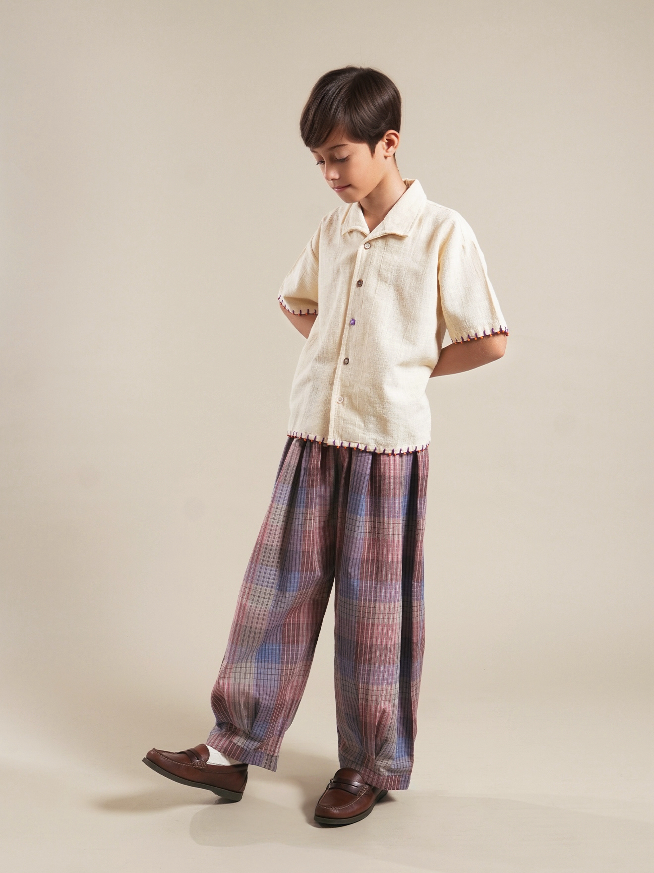 SABINE AND HEEM - BUXORO Balloon Big Pants - Plaid Blue - Kids Balloon Pants
