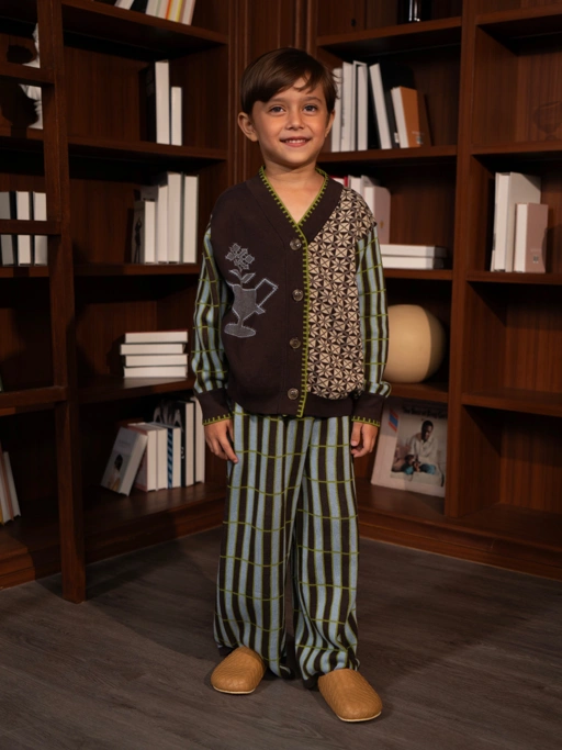 Image of RAN X SABINE AND HEEM - KNITTED Striped Pants - Kids Cotton Knitted Pants