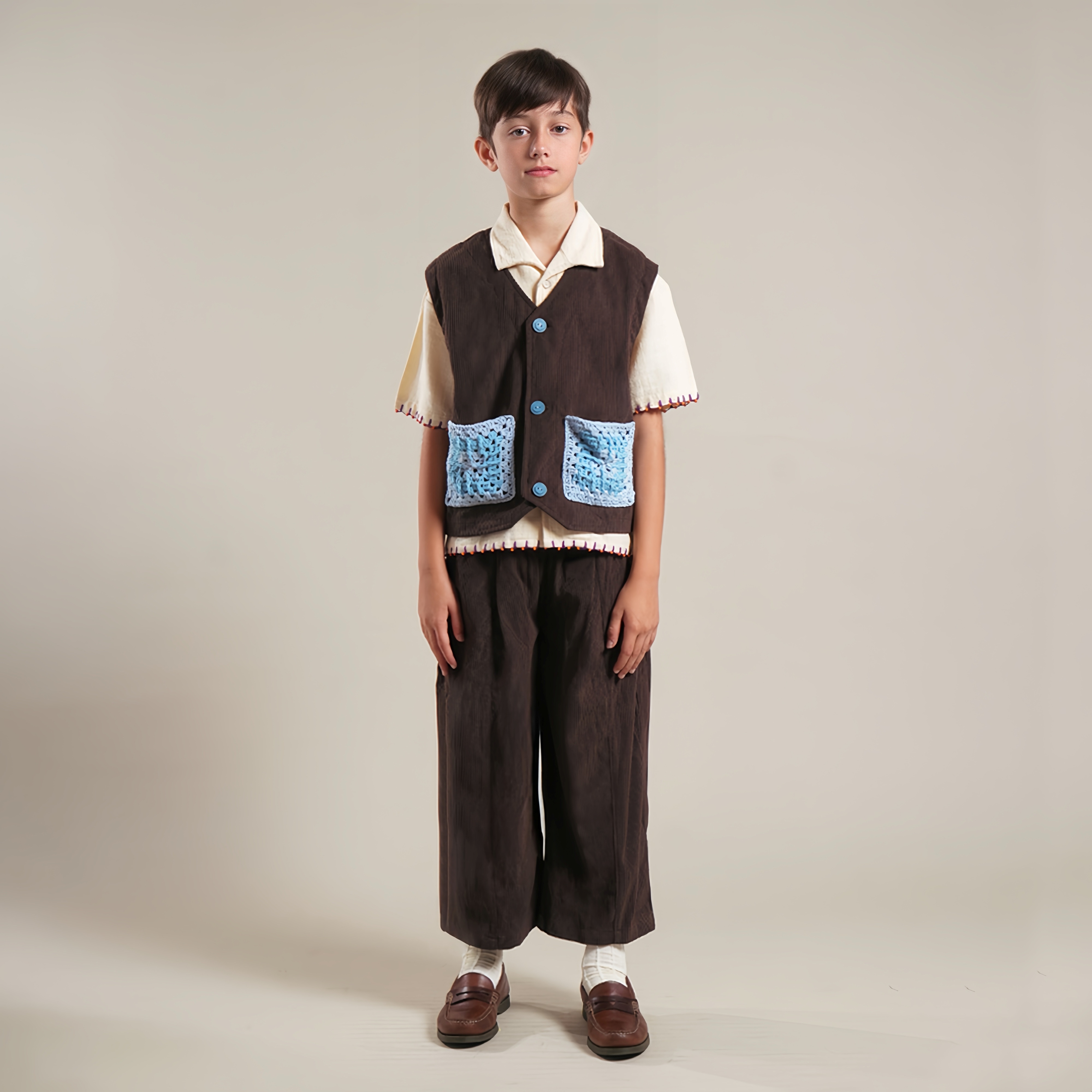 SABINE AND HEEM - DIMMY Corduroy Loose Pants - Wood Brown - Bawahan Celana Panjang Anak