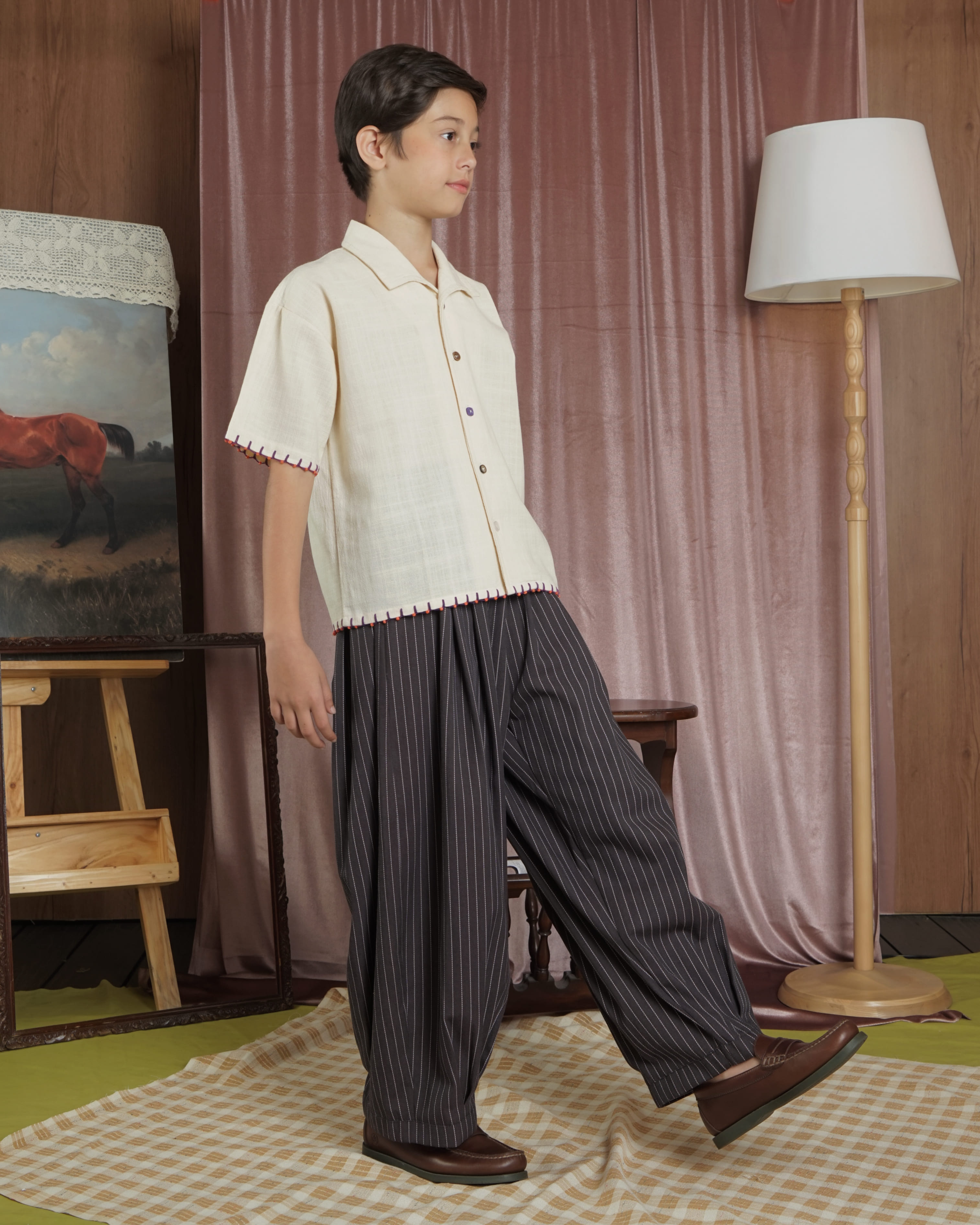 SABINE AND HEEM - ALHAMBRA Balloon Stripe Beads Pants - Coffee Brown - Kids Pants