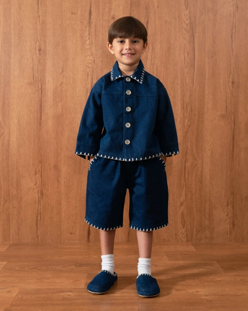 Image of SABINE AND HEEM - MALO Denim Sashiko Pants - Kids Shorts