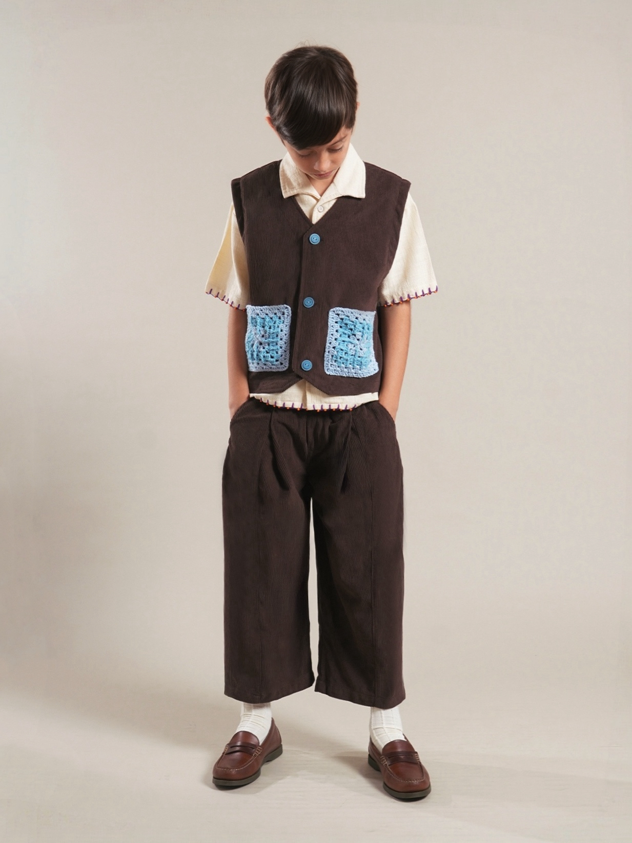 SABINE AND HEEM - DIMMY Corduroy Loose Pants - Wood Brown - Bawahan Celana Panjang Anak