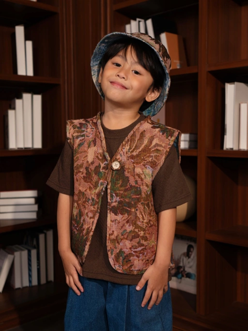 Image of SABINE AND HEEM - JACQUARD Reversible Button Vest - Multi - Rompi Anak