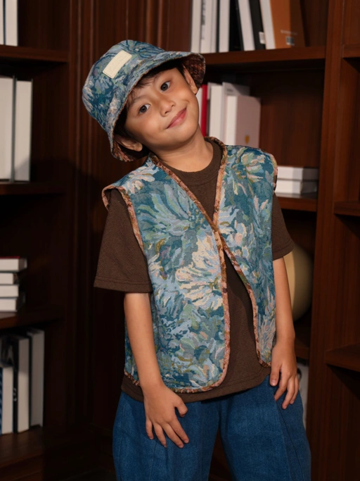 Image of SABINE AND HEEM - JACQUARD Reversible Button Vest - Multi - Rompi Anak