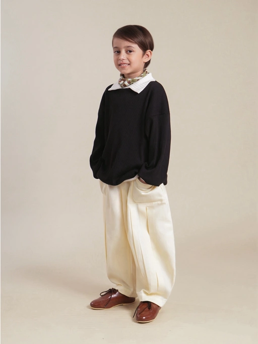 SABINE AND HEEM - BIM Ribbed Shirt - Black White - Atasan Lengan Panjang Anak