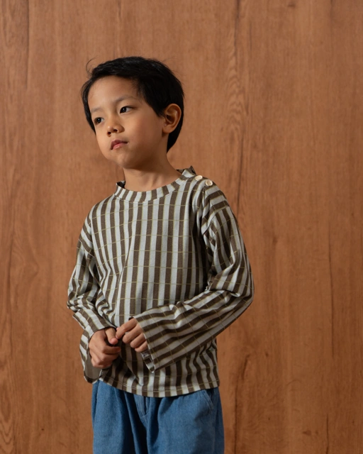 Image of RAN X SABINE AND HEEM - STRIPED Longsleeve Tee - Kids Bamboo Cotton T-Shirt