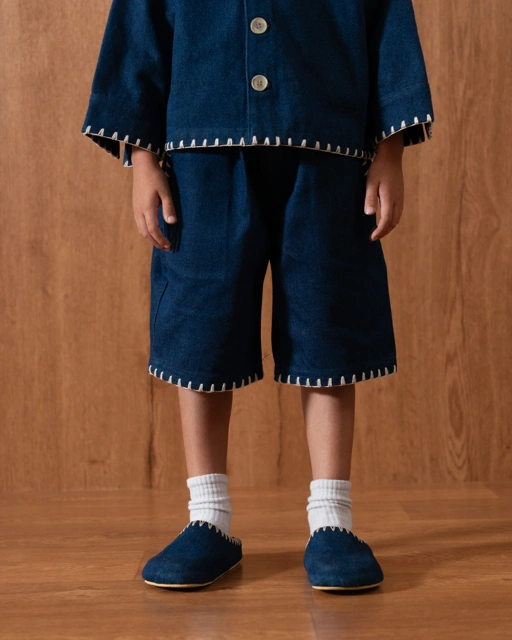 Image of SABINE AND HEEM - MALO Denim Sashiko Pants - Kids Shorts
