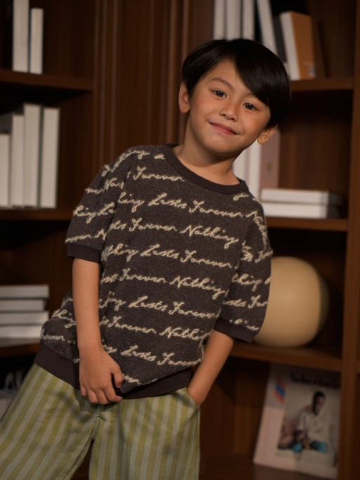 Image of RAN X SABINE AND HEEM - NOTHING LASTS FOREVER Fur Knitted Tee - Kids Cotton Knitted Tee