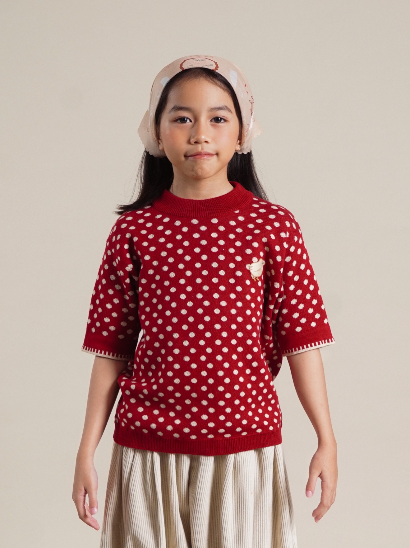 SABINE AND HEEM - NA WILLA - POLKADOT Knitted Tee - Maroon - Kids Knit T-Shirt Tops