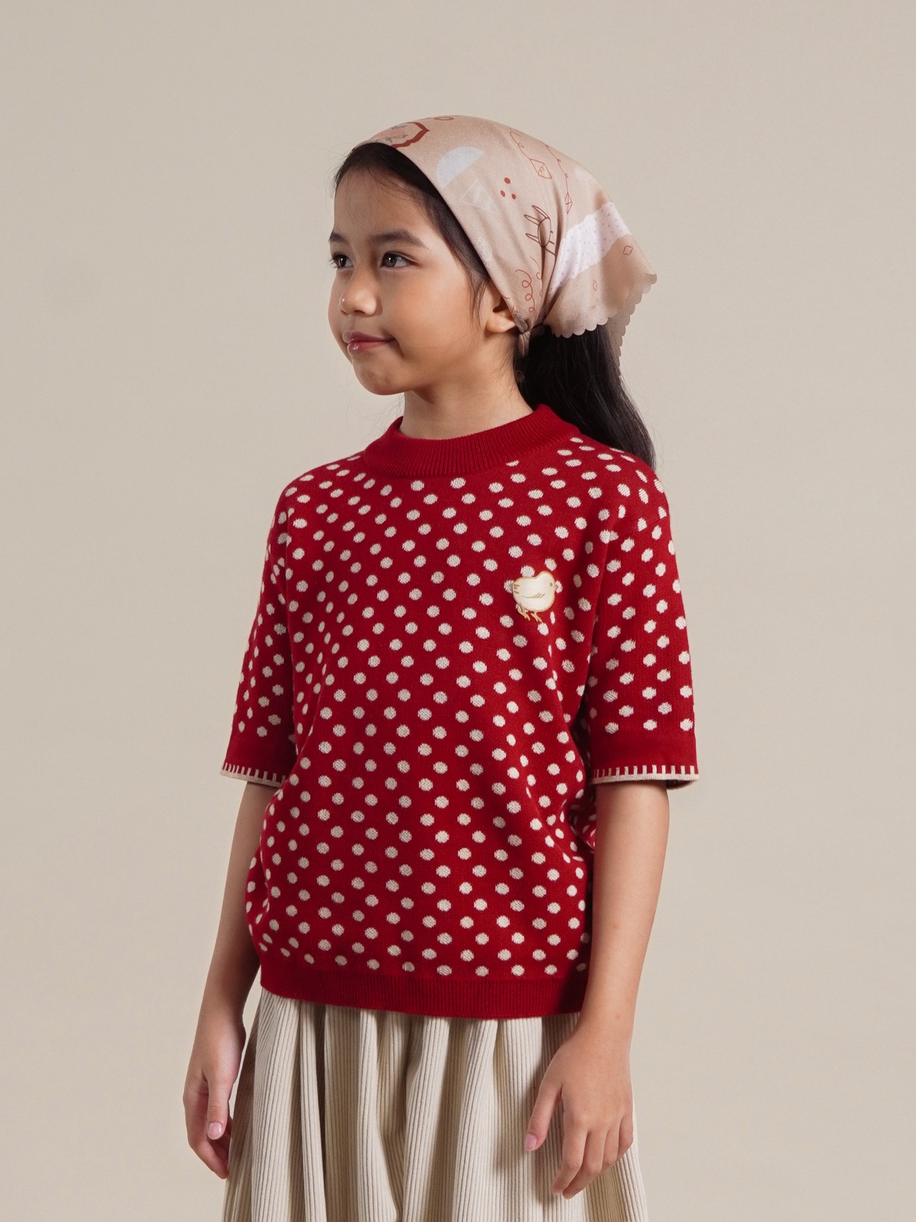 SABINE AND HEEM - NA WILLA - POLKADOT Knitted Tee - Maroon - Kids Knit T-Shirt Tops