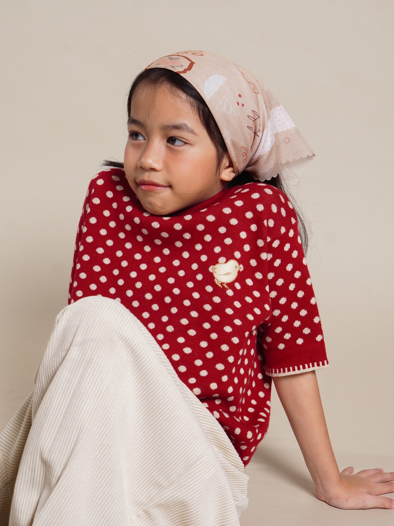SABINE AND HEEM - NA WILLA - POLKADOT Knitted Tee - Maroon - Kids Knit T-Shirt Tops