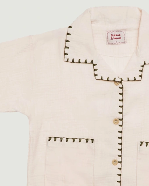 Image of SABINE AND HEEM - BLAISE Sashiko Shirt - Pearl White - Kids Shirt