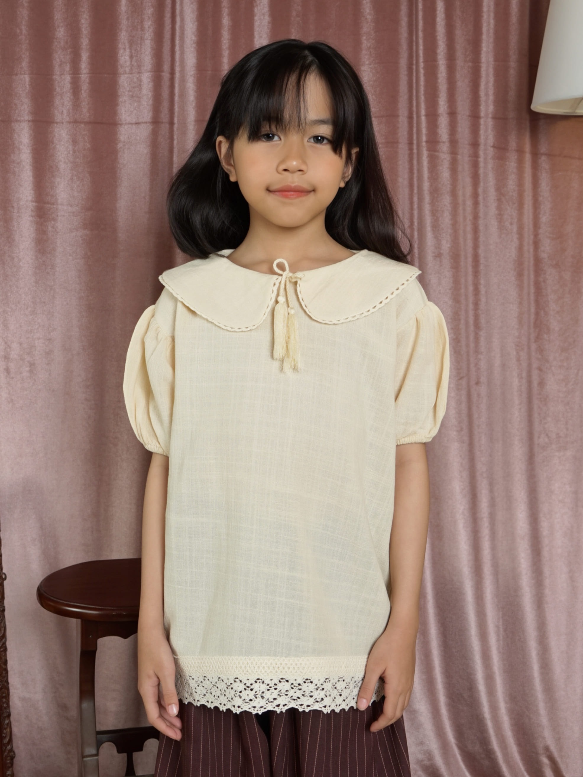 SABINE AND HEEM – SABRINA Collar Lace Blouse – Cannoli Cream – Girls Blouse Top