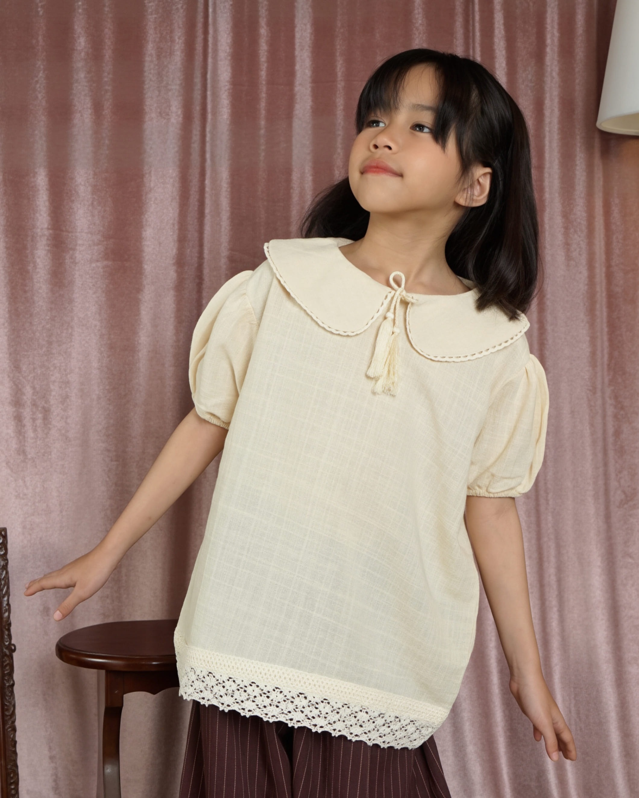 SABINE AND HEEM – SABRINA Collar Lace Blouse – Cannoli Cream – Girls Blouse Top