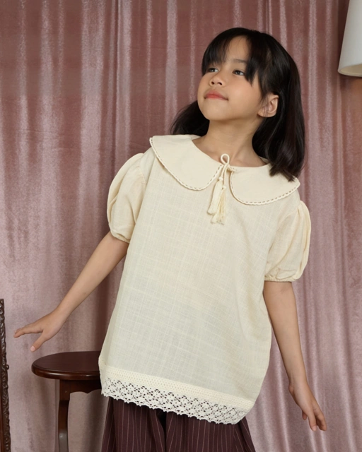 SABINE AND HEEM – SABRINA Collar Lace Blouse – Cannoli Cream – Girls Blouse Top