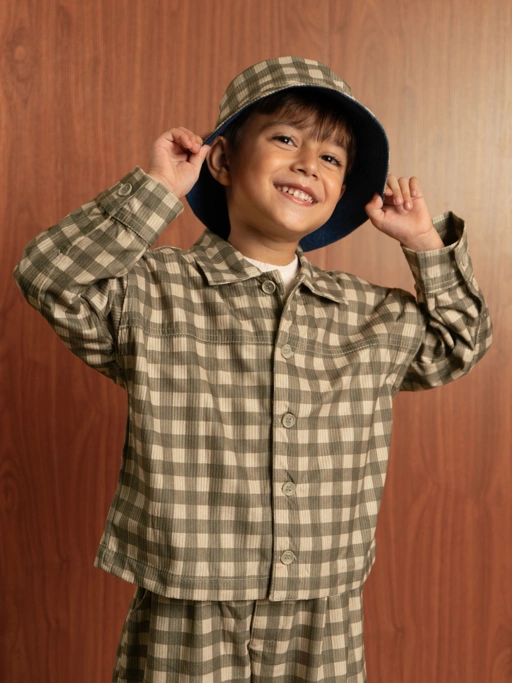 Image of SABINE AND HEEM - TODDY Gingham Jacket - Kids Corduroy Jacket