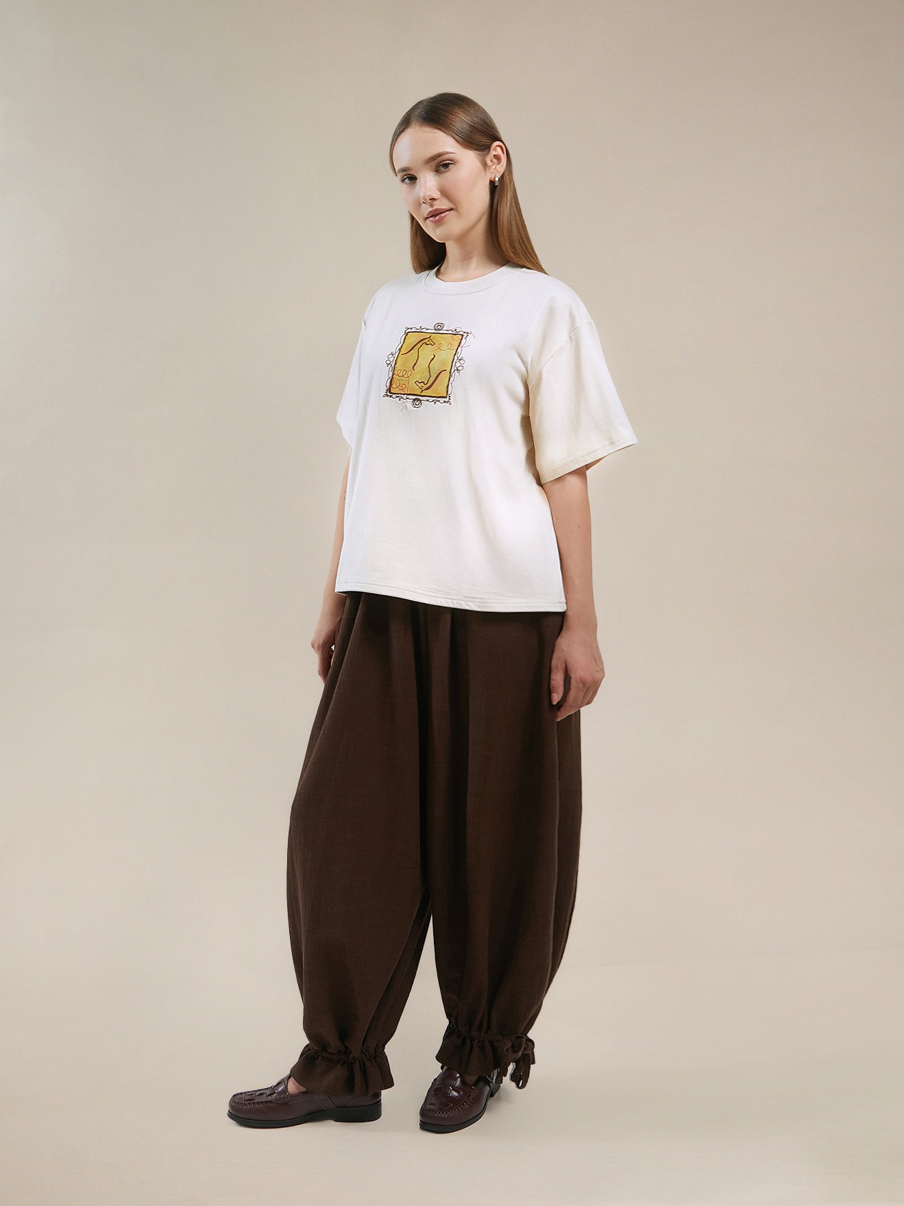 SABINE AND HEEM - DOO Cotton Tee - Beige - Adult Cotton T-Shirt