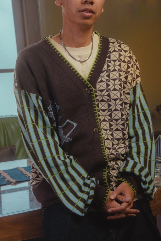 Image of RAN X SABINE AND HEEM - CROSS STITCH Pattern Cardigan Adult - Adult Knit Outwear