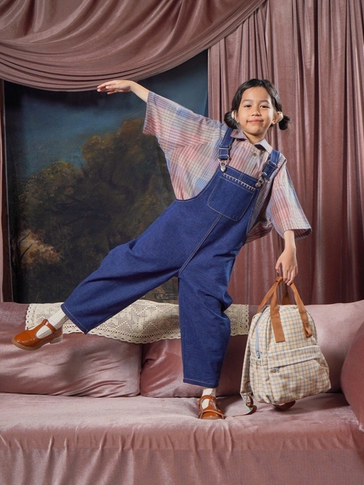 SABINE AND HEEM - ADDY Denim Barrel Overall with Handstitch - Denim - Kids Overall