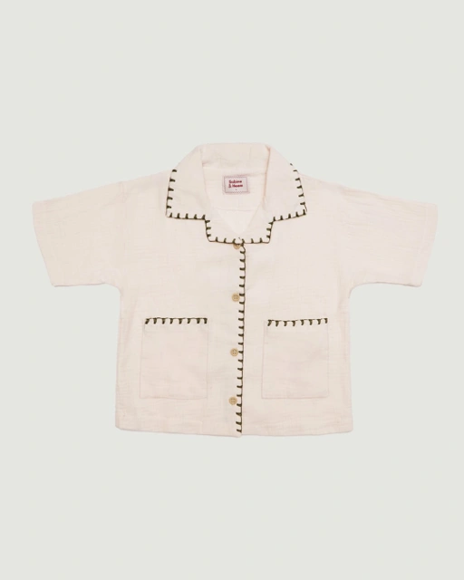 Image of SABINE AND HEEM - BLAISE Sashiko Shirt - Pearl White - Kids Shirt