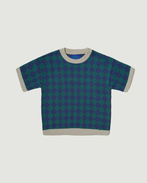 Image of SABINE AND HEEM - CADDY Knitted Tee - Green Navy - Kids Tee
