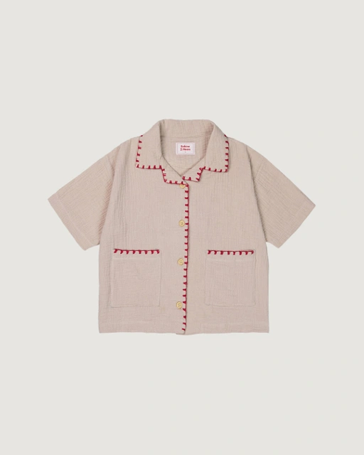 Image of SABINE AND HEEM - BLAISE Sashiko Shirt - Brown - Kids Shirt