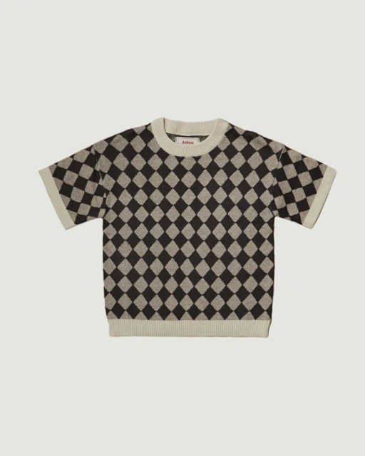 Image of SABINE AND HEEM - CADDY Cotton Knitted Tee - Brown Cream - Kids Tee