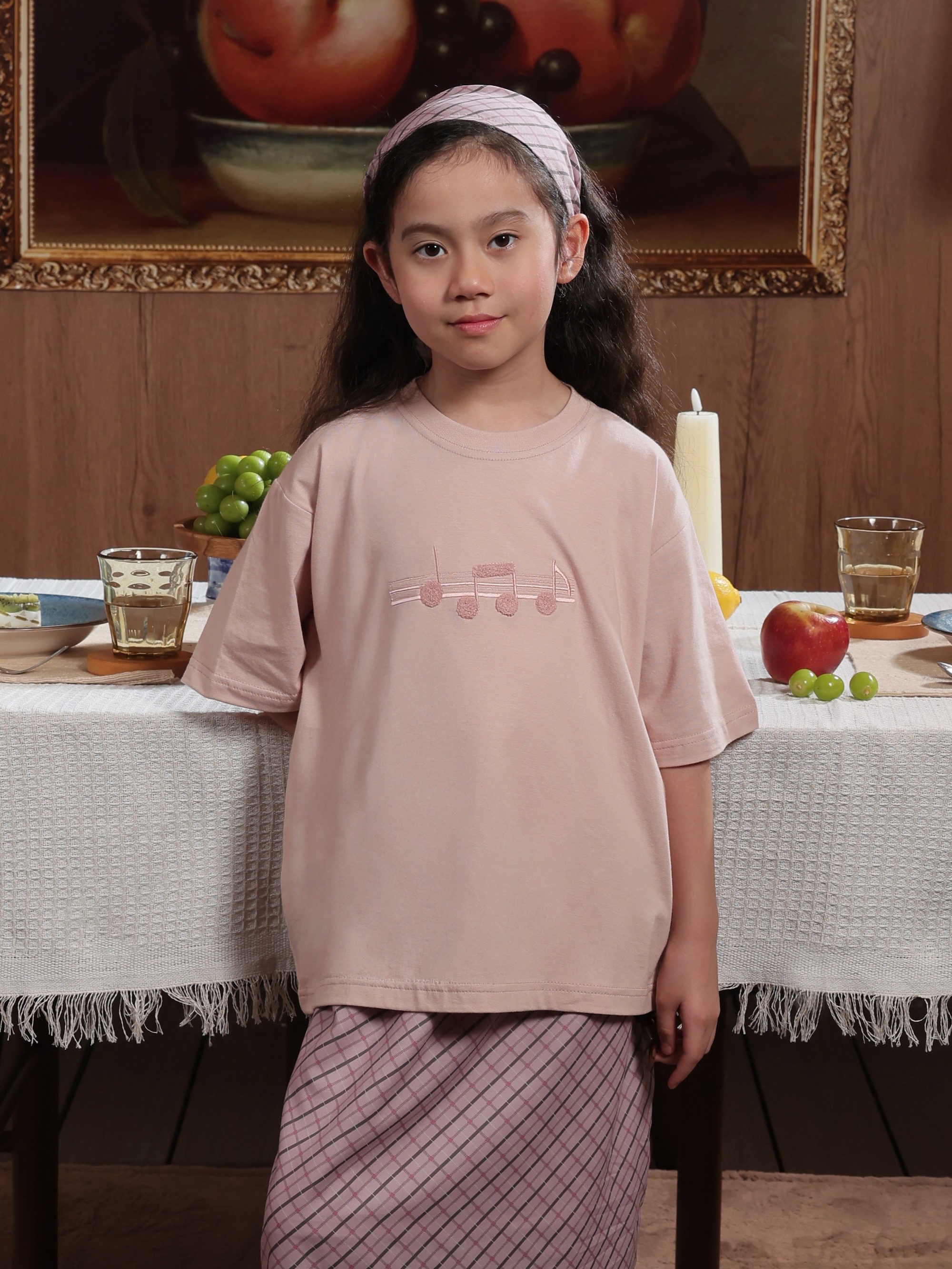 SABINE AND HEEM x MALIQ D'ESSENTIALS - Cotton Embroidery Tee - Pale Pink - Kids T-Shirt Top