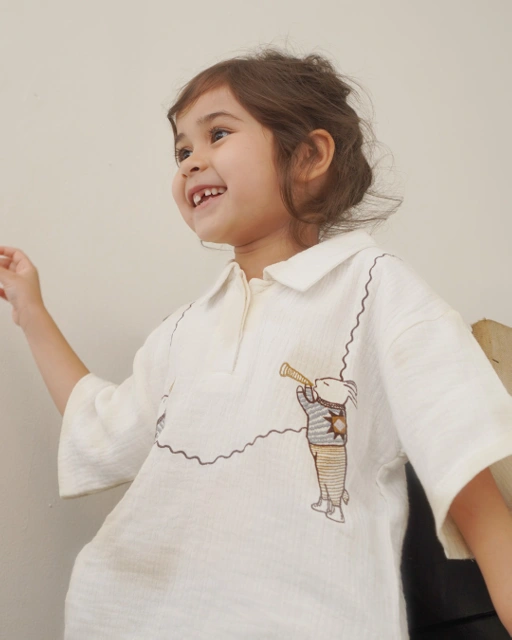 Image of SABINE AND HEEM - RABBIT Embroidery Shirt - Kids Shirt