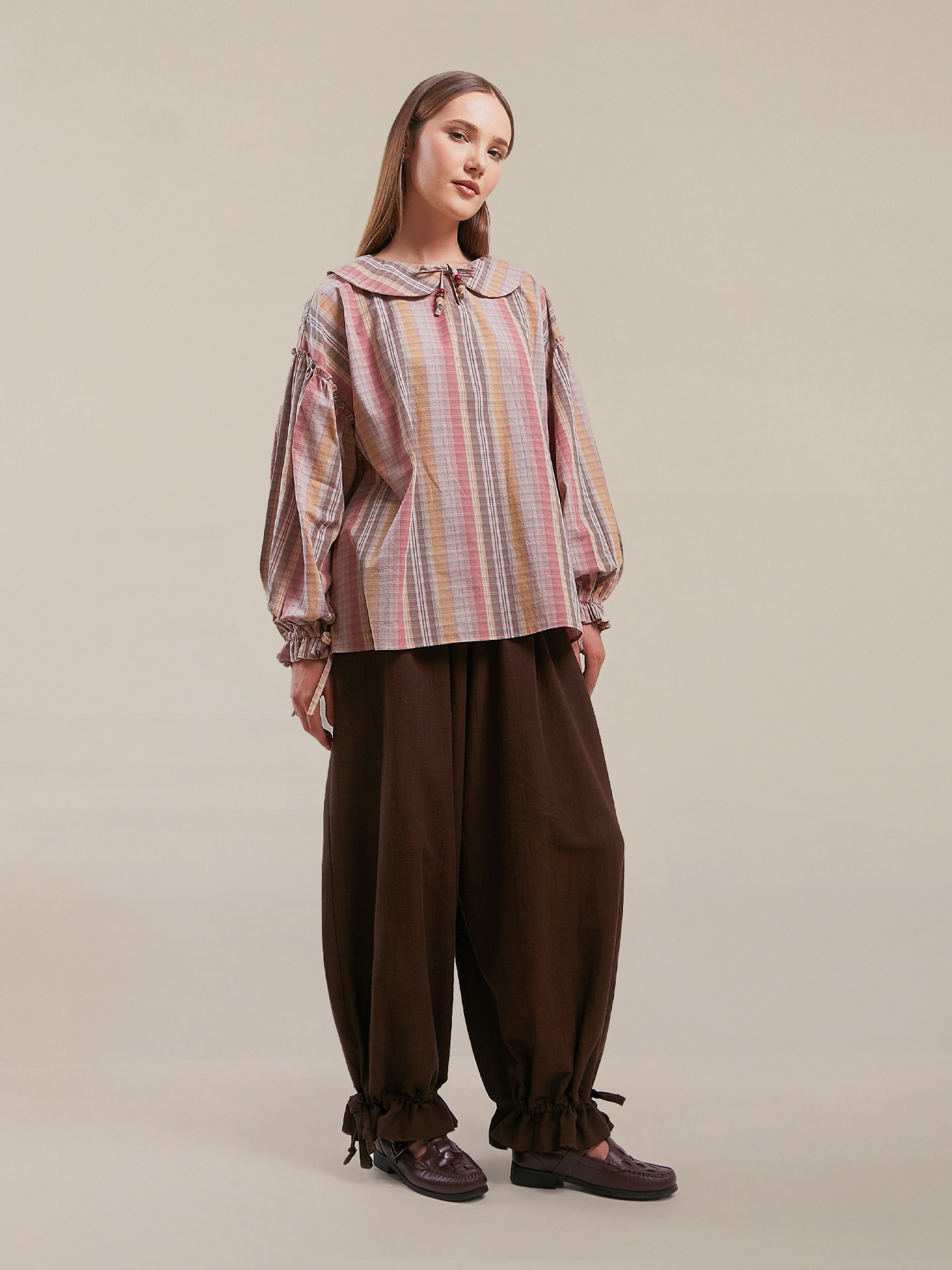 SABINE AND HEEM - SICILY Collar Blouse - Pink Brown - Adult Blouses