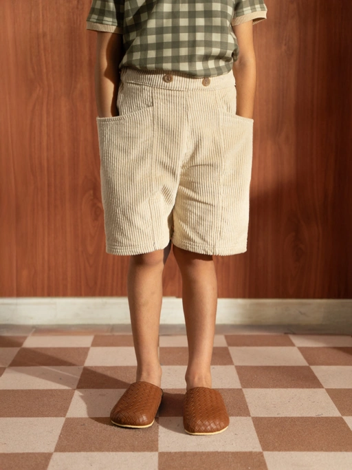 Image of SABINE AND HEEM - TAG Button Corduroy Short - Light Cream - Kids Shorts