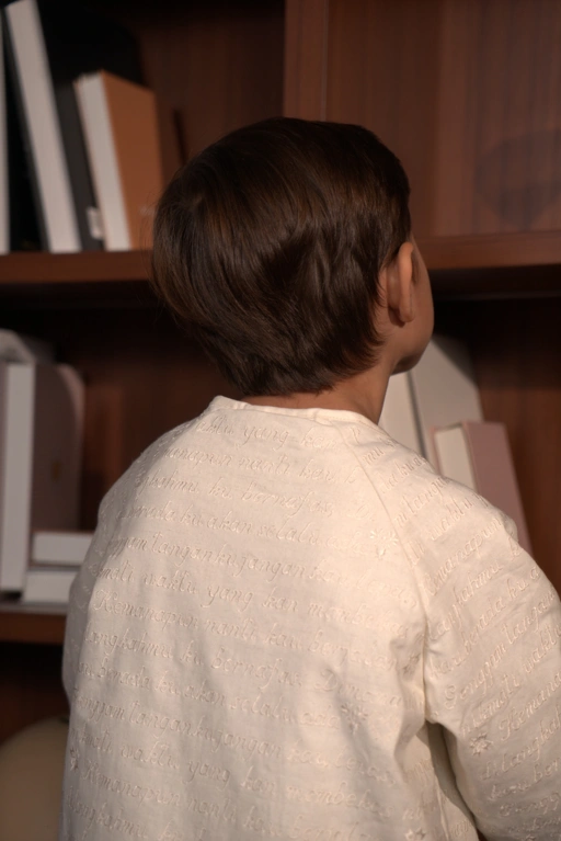 Image of RAN X SABINE AND HEEM - MEMORY Embroidery Linen Puff Outer - Kids Linen Embroidered Jacket