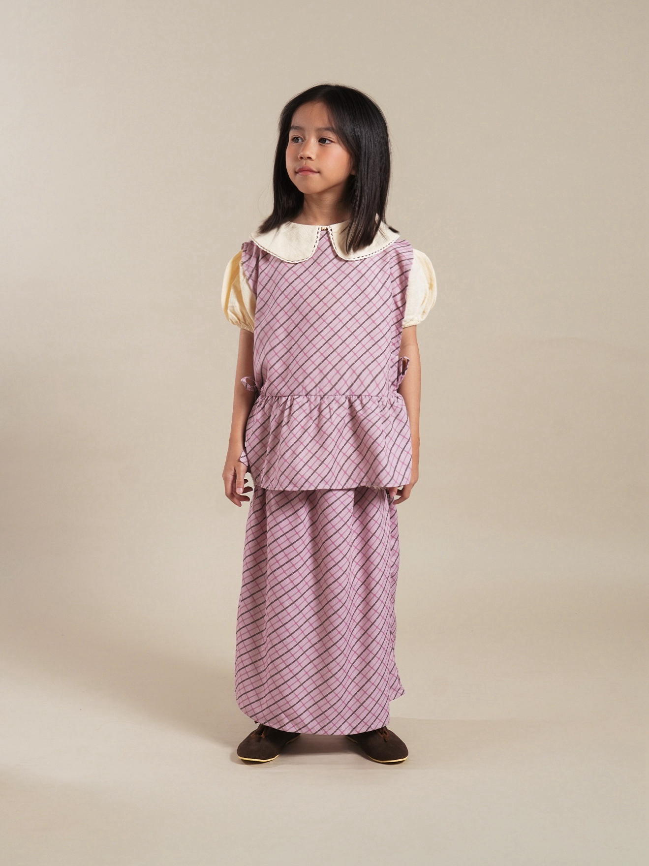 SABINE AND HEEM - JEANE Tartan Beads Vest - Dusty Pink - Girls Vest Top