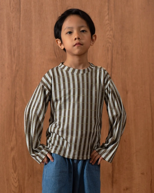 Image of RAN X SABINE AND HEEM - STRIPED Longsleeve Tee - Kids Bamboo Cotton T-Shirt