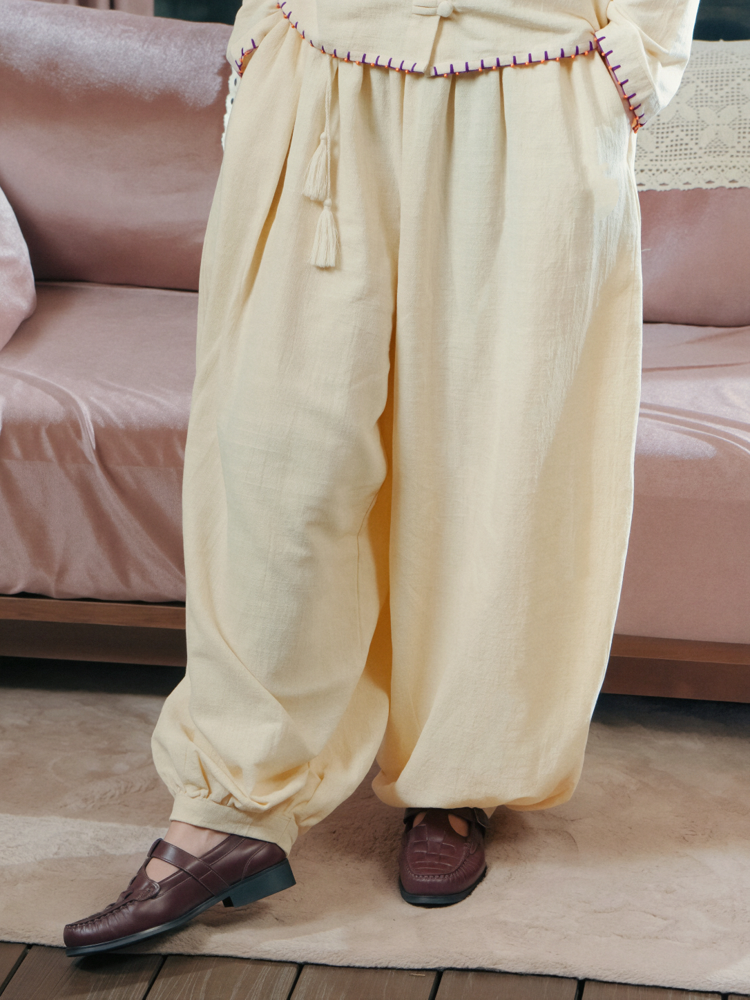 SABINE AND HEEM - TAJI Cotton Balloon Big Pants Adult - Cannoli Cream - Adult Balloon Pants