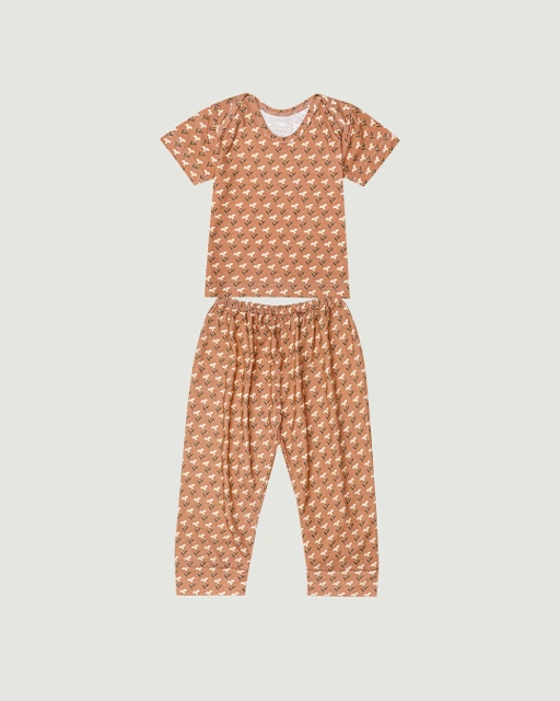 Image of SABINE AND HEEM - TAAM TAAM BABY SET - Flower Terracotta - Cotton Bamboo Baby Wear