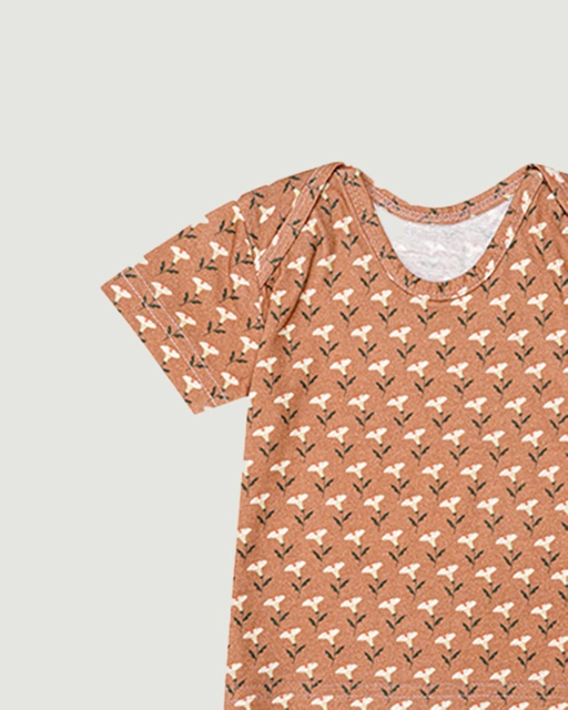 Image of SABINE AND HEEM - TAAM TAAM BABY SET - Flower Terracotta - Cotton Bamboo Baby Wear