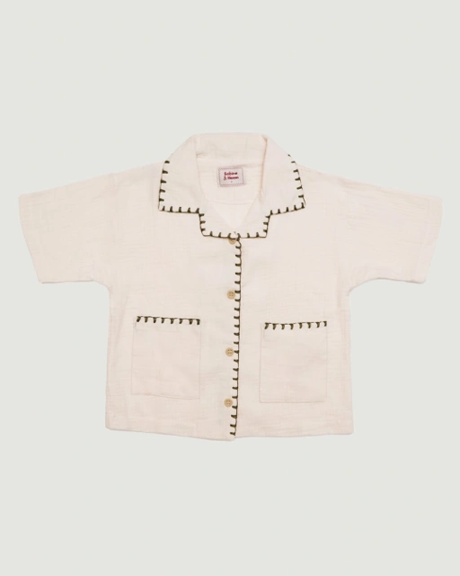 Image of SABINE AND HEEM - BLAISE Sashiko Shirt - Pearl White - Kids Shirt