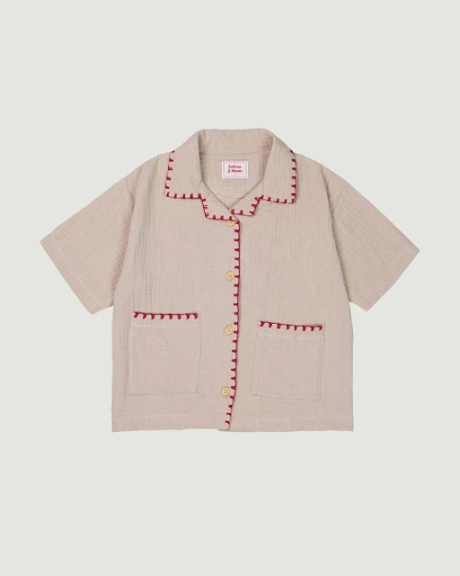 Image of SABINE AND HEEM - BLAISE Sashiko Shirt - Brown - Kids Shirt