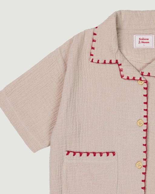 Image of SABINE AND HEEM - BLAISE Sashiko Shirt - Brown - Kids Shirt