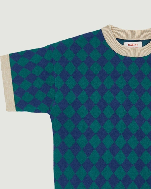 Image of SABINE AND HEEM - CADDY Knitted Tee - Green Navy - Kids Tee