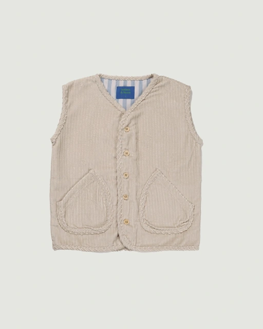 Image of SABINE AND HEEM - CAMMA Pocket Button Vest - Broken White - Kids Vest