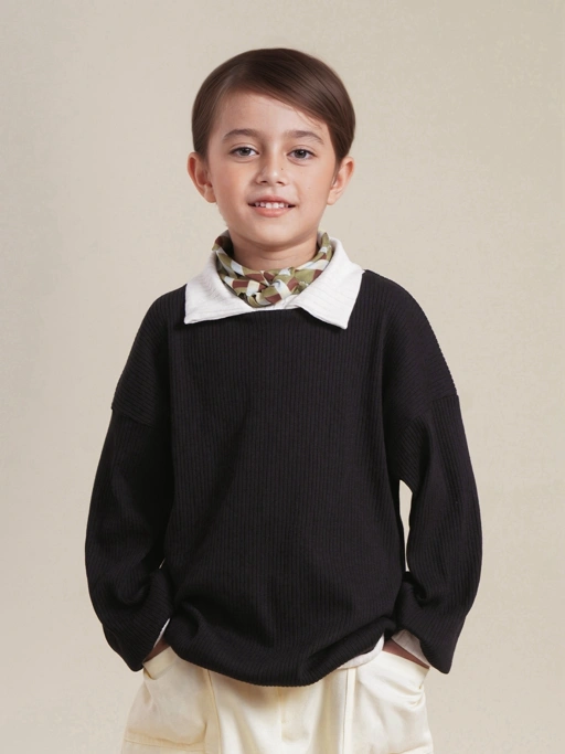 SABINE AND HEEM - BIM Ribbed Shirt - Black White - Atasan Lengan Panjang Anak