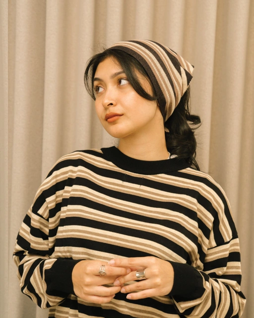 Image of SABINE AND HEEM - GANI Knitted Scarf - Black Stripes - Knitted Scarf