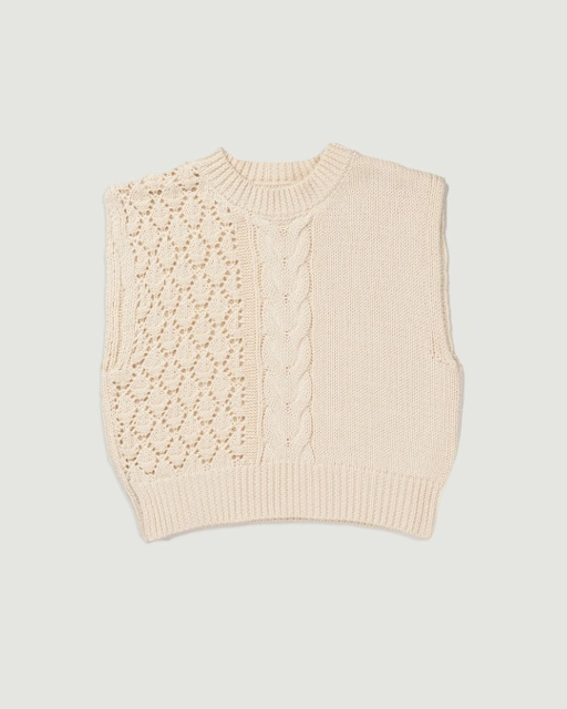 Image of SABINE AND HEEM - Gipsy Cable Cotton Knitted Vest - Broken White - Kids Vest