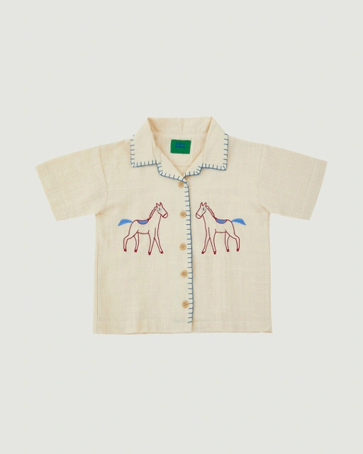 Image of SABINE AND HEEM - HORSE Linen Sashiko Shirt - Kids Shirt