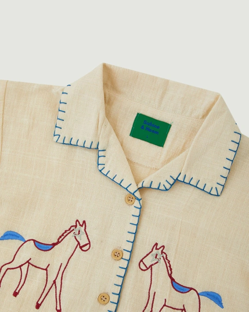 Image of SABINE AND HEEM - HORSE Linen Sashiko Shirt - Kids Shirt